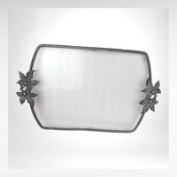 Vintage Pewter Serving Tray with Bumpy Plexiglass Center, 15x9 Inch Decorative Tray, Unique Serving Platter, Gift for Hostess