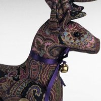 Vintage Paisley Pattern Plush Standing Reindeer, 11 Inch Decorative Holiday Figurine, Whimsical Christmas Decor, Reindeer Collectors