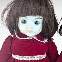 Vintage Commonwealth Happyland Porcelain Doll Pair, 15-16 Inch Victorian Style Dolls, Red Velvet Dresses, Collectible Dolls, Doll Collector