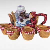 Dept 56 Storybook "Little Red Riding Hood" Ceramic Teapot & Tea Cup Set, Vintage Teapot Set, Collectible Teapot, Gift for Tea Lovers