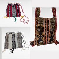 Vintage Handmade Bags, Exotic Design, Handwoven, Black & White, Boho Style, Gift for Her