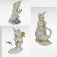 Vintage Dept 56 Snowbunnies Figurines Lot, 1995-1998, Springtime, Easter, Gift for Collector