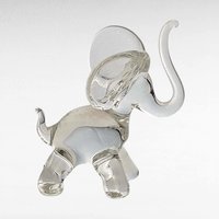 Vintage Glass Animal Figurines - Cat & Elephant Set - Clear Glass Decor, Collectible Glass, Animal Lover Gift