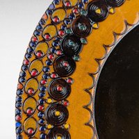 Vintage Romanian Handpainted Wooden Plates, Pair Wall Decor, Folk Art Plates, Romanian Art, Gift for Collector, Ethnic Decor, 9 Inches