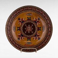 Vintage Romanian Handpainted Wooden Plate, Folk Art Wall Decor, Romanian Plate, Ethnic Decor, Gift for Collector, 8.25 Inches
