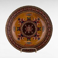 Vintage Romanian Handpainted Wooden Plate, Folk Art Wall Decor, Romanian Plate, Ethnic Decor, Gift for Collector, 8.25 Inches