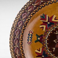 Vintage Romanian Handpainted Wooden Plate, Folk Art Wall Decor, Romanian Plate, Ethnic Decor, Gift for Collector, 8.25 Inches