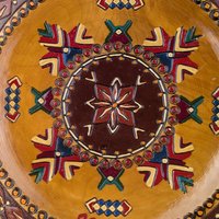 Vintage Romanian Handpainted Wooden Plate, Folk Art Wall Decor, Romanian Plate, Ethnic Decor, Gift for Collector, 8.25 Inches