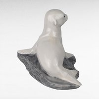 Vintage Ceramic Sea Lion Figurine, Hand-Painted White Sea Lion Sculpture, Nautical Decor, Ocean Animal Statue, Gift for Animal Lover