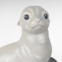 Vintage Ceramic Sea Lion Figurine, Hand-Painted White Sea Lion Sculpture, Nautical Decor, Ocean Animal Statue, Gift for Animal Lover