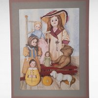 Vintage Pat Young Dolls and Toys Print, 14x11 Unframed Wall Art, Collectible Children's Decor, Gift for Doll Collector