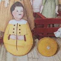 Vintage Pat Young Dolls and Toys Print, 14x11 Unframed Wall Art, Collectible Children's Decor, Gift for Doll Collector