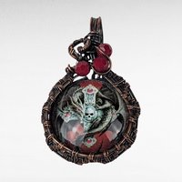 Copper Wire Wrapped Pendant with Skull and Cross | Unique Gothic Jewelry | Handmade Statement Necklace | Bohemian Style Accessory