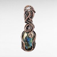 Handmade Copper Wire Wrapped Labradorite Pendant, Unique Gemstone Jewelry, Mystical Gift Idea