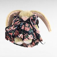 Vintage Plush Bunny Rabbit Lot, Collectible Bunnies, Floral Dresses, Posable Bunny, Commonwealth Bunny, Gift for Easter, Nursery Decor