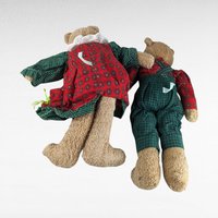 Vintage Christmas Plush Lot - Ty Attic Treasures Klause Bear, Bachman's Santa in Bag, Red/Green Teddy Bear Couple - Holiday Decor