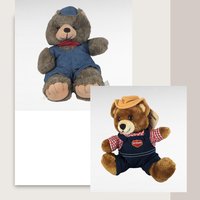 Vintage Teddy Bear Pair, America Wego Denim Bear, 1985 Dakin Del Monte Bear, Collectible Plush Toys, Gift for Kids