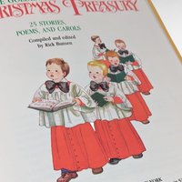 Vintage Christmas Children's Book Pair, Dick Van Dyke Mr. Finnagan's Giving Chest, Golden Christmas Treasury Stories Carols, Holiday Books