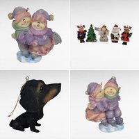 Vintage Resin Christmas Ornaments | Marathon Ornaments, Skating Snowmen, Dachshund Dog | Festive Holiday Decor
