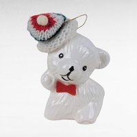 Vintage Christmas Bear Ornament Set & Teddy Bear Trinket Box, Ceramic Holiday Decor, Collectible Bear Figurines