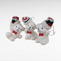 Vintage Christmas Bear Ornament Set & Teddy Bear Trinket Box, Ceramic Holiday Decor, Collectible Bear Figurines