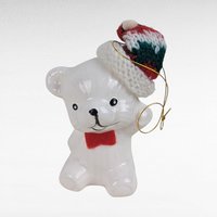 Vintage Christmas Bear Ornament Set & Teddy Bear Trinket Box, Ceramic Holiday Decor, Collectible Bear Figurines