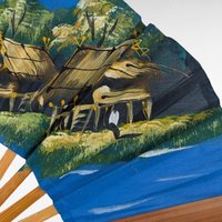 Vintage Decorative Fans, Cloth Wood Plastic, Asian Inspired Decor, Wall Hanging, Gift for Fan Collectors, Home Decor Accent