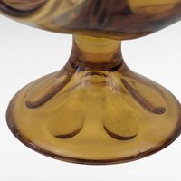 Vintage Viking Epic Amber Glass Compote Dish, Six Petal Footed Bowl, Mid Century Modern Decor, Gift for Hostess, Collector