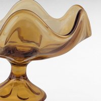 Vintage Viking Epic Amber Glass Compote Dish, Six Petal Footed Bowl, Mid Century Modern Decor, Gift for Hostess, Collector