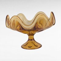 Vintage Viking Epic Amber Glass Compote Dish, Six Petal Footed Bowl, Mid Century Modern Decor, Gift for Hostess, Collector