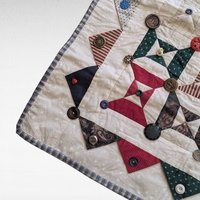 Handmade Patchwork Quilt with Button Accents, 32x28 Inch Lap Quilt, Vintage Style Throw Blanket, Gift for Baby, Child, or Quilt Lover