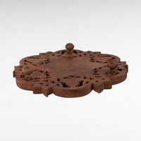 Vintage Indian Wooden Trivet, Carved Floral Design, 8 Inch, Handmade Kitchen Decor, Rustic Table Protector