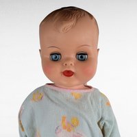 Vintage 20" Plastic Baby Doll with Moving Limbs and Sleeping Eyes, Nightgown, Collectible Baby Doll, Gift for Doll Lovers