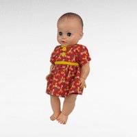 Vintage Eegee Baby Doll 14.5", Red Floral Dress, Moving Arms & Legs, Open and Close Eyes, Collectible Doll, Play Doll