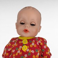 Vintage Eegee Baby Doll 14.5", Red Floral Dress, Moving Arms & Legs, Open and Close Eyes, Collectible Doll, Play Doll
