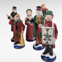 Vintage Fitz and Floyd Caroler Set, A Christmas Carol 1843-1993, Porcelain Figurines, Collector Series, Holiday Decor, Gift for Dickens Fans