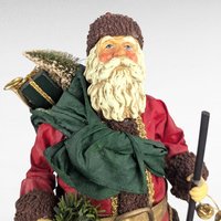 Vintage Santa with Pole Figure, Stiff Fabric Christmas Decoration, Collectible Holiday Decor, Unique Santa Claus, Mantle Decor