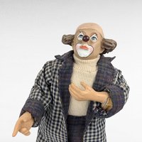 Vintage Posable Hobo Clown Doll, 10 Inch Plaid Jacket, Collectible Toy, Playful Decor, Nostalgic Gift