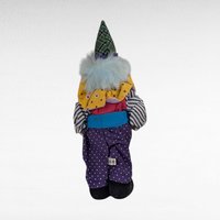 Vintage Polka Dot Stripes Clown Doll, Thailand, Porcelain Head, 10.5 Inch Height, Collectible Clown Decor, Whimsical Gift
