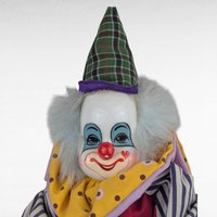 Vintage Polka Dot Stripes Clown Doll, Thailand, Porcelain Head, 10.5 Inch Height, Collectible Clown Decor, Whimsical Gift