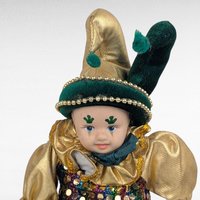 Vintage Little Irish Jester Doll, Porcelain Head Hands Feet, 9.25 Inch Height, Collectible Irish Decor, Whimsical Shelf Display
