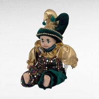 Vintage Little Irish Jester Doll, Porcelain Head Hands Feet, 9.25 Inch Height, Collectible Irish Decor, Whimsical Shelf Display