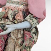 Vintage Harlequin Musical Doll, Porcelain, Floral Costume, 15.5 Inches, Collectible Doll, Working Music Box