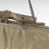 Vintage Gold Handbag, Evening Bag, Clutch Purse, Rhinestone Clasp, Retro Style, Mid-Century Fashion