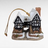 Set of 4 Vintage David Winter Christmas Ornaments, Fairytale Castle, Tudor Manor, Collectible Holiday Decor, Gift for Collector