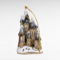 Set of 4 Vintage David Winter Christmas Ornaments, Fairytale Castle, Tudor Manor, Collectible Holiday Decor, Gift for Collector