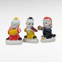 Vintage Ceramic Clown Band Figurines, Set of 3, Musical Clowns, Collectible Clown Decor, Made in China