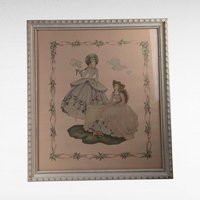 Vintage Framed Print, Southern Belles Art, Ladies in Gowns, Decorative Wall Art, Cream Wooden Frame