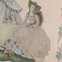 Vintage Framed Print, Southern Belles Art, Ladies in Gowns, Decorative Wall Art, Cream Wooden Frame
