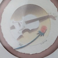 Vintage Wess "Piano and Violin" Framed Art, Airbrush Painting, Music Lover Gift, Unique Wall Decor, Signed & Numbered Art